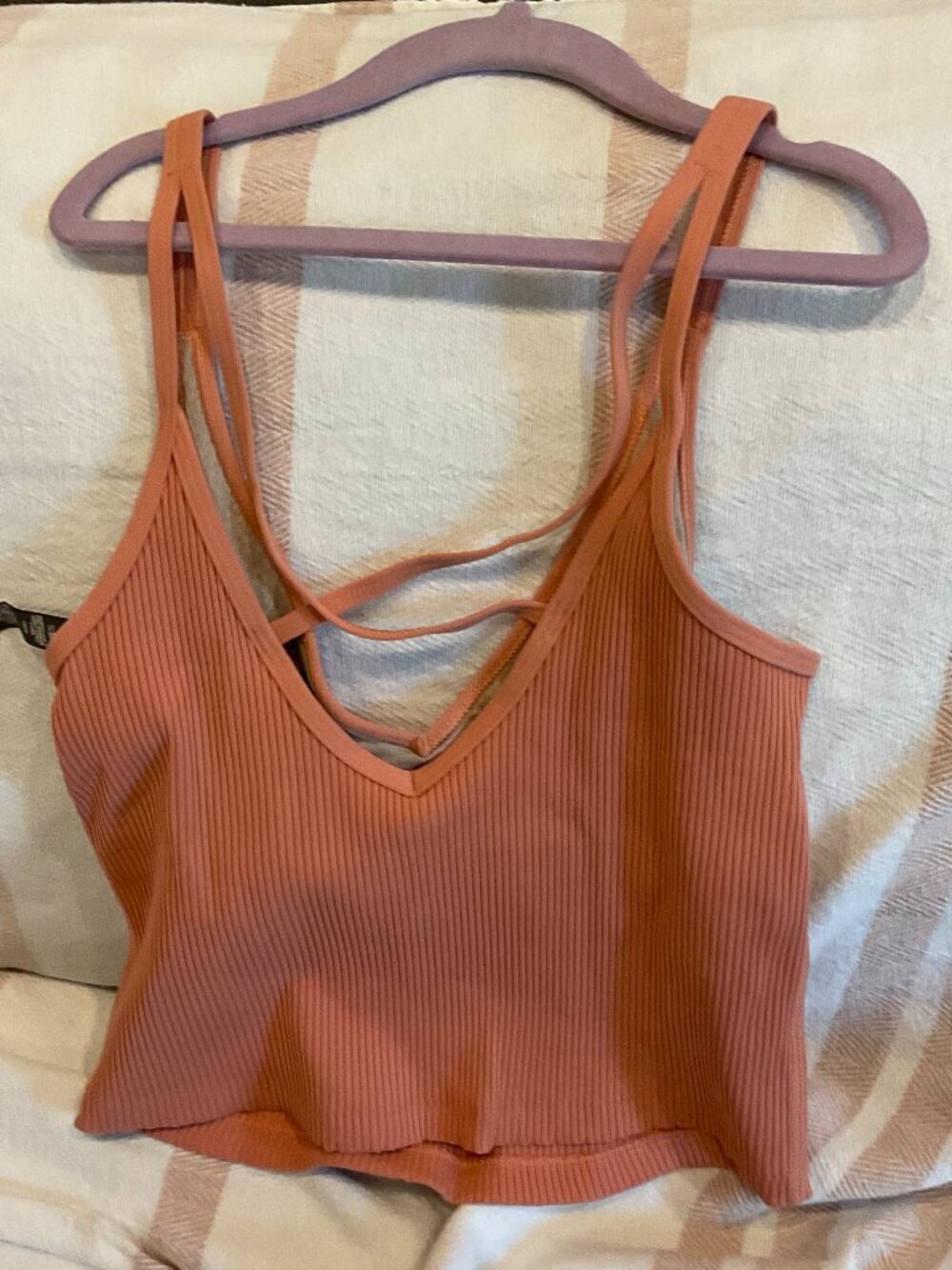 Vuori Rib Crop Tank Top | Terracotta/Peach | Size XS | Like New |